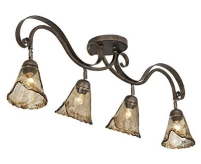 Organic Amber Glass 4-Light Ceiling Track Fixture - Pro Track Local Pickup!!! - Image 1 of 4