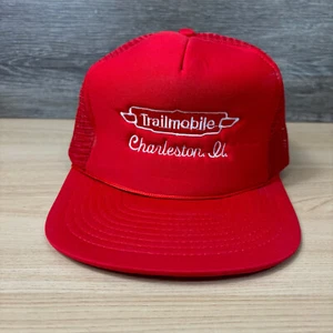 Vintage Trailmobile Hat Cap Snapback Red Trucker Charleston Illinois 90s - Picture 1 of 11