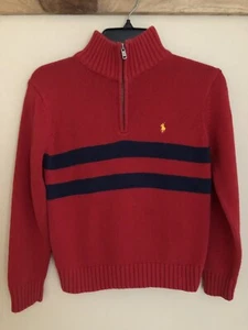 POLO BY RALPH LAUREN SWEATER STRIPED QUARTER ZIP PULLOVER~BOYS YOUTH SMALL (8) - Picture 1 of 6