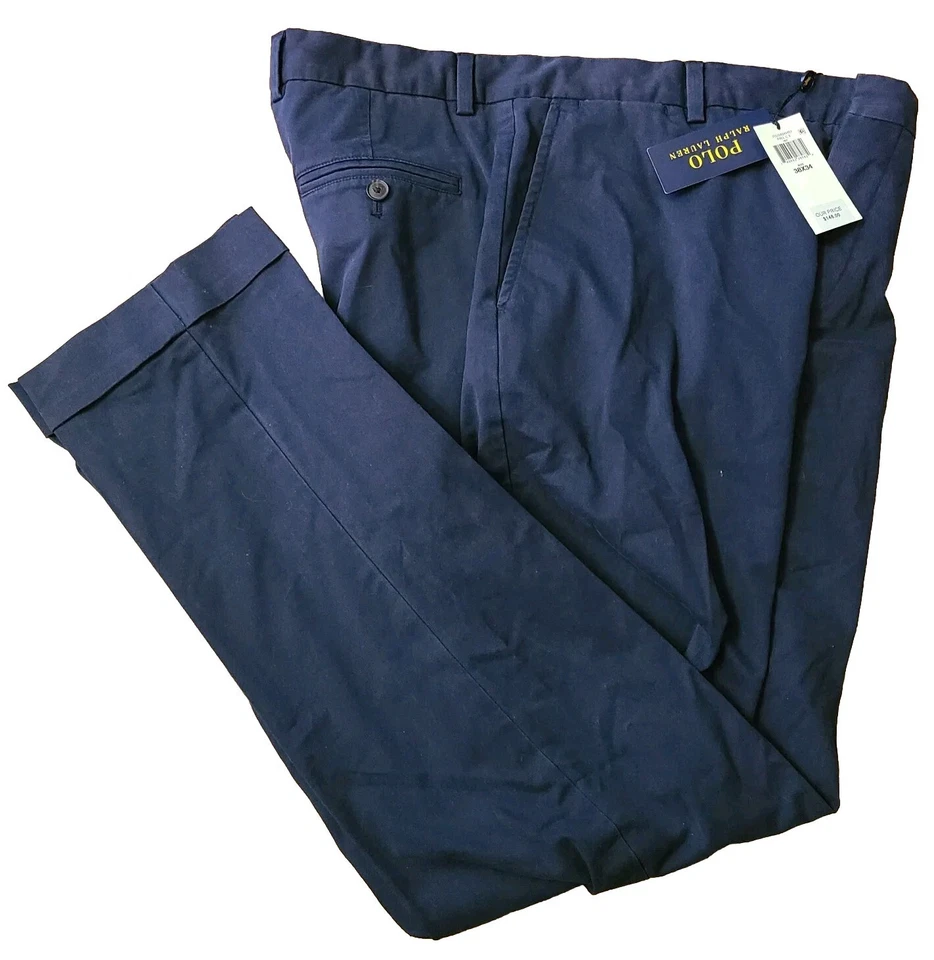 Ralph Lauren Polo 38W 34L Stretch Chinos Dress Pants Navy Blue Slacks