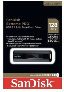 SanDisk 128GB EXTREME PRO USB 3.2 420MB/s SDCZ880-128G SSD Flash Drive Retail - Picture 1 of 5