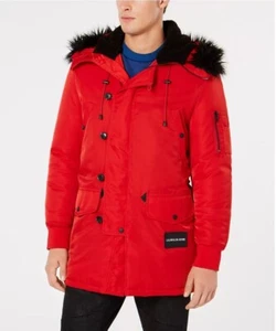 Calvin Klein Jeans Men’s Arctic Parka Jacket in Red Size Raf Simons Medium M - Picture 1 of 11
