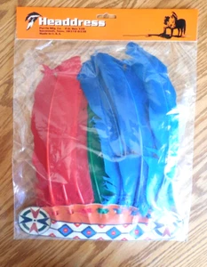 NUEVO Disfraz "Tocado" Pluma Indio Nativo Americano Rojo*Verde*Azul - Imagen 1 de 2