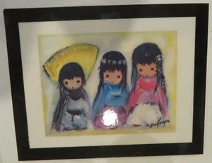 "Wee Three" von Ted DeGrazia, Vintage Südwest-Stil laminierte Wand 7 x 5,5" - Bild 1 von 8