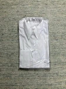 Vtg Christian Dior White Shirt 16 34/35 Button Up Solid Stripe Career NOS - Picture 1 of 2