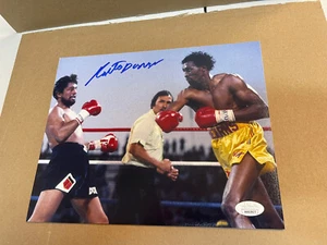 ROBERTO DURAN SIGNED AUTOGRAPHED 8x10 PHOTO w/Tommy Hearns JSA Color Pose - Picture 1 of 1