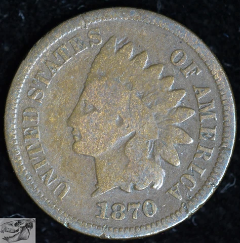1870 Indian Head Cent, Good Condition, Early Date Penny, Free Shipping, C6256 Cover