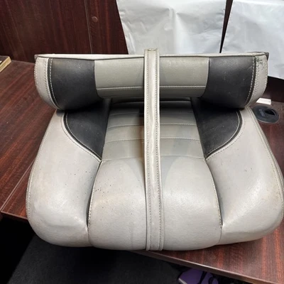 Used Fishing Boat Seat Grey Gray Leather Good Condition Folding Collapse - Image 1 of 4