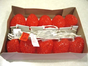 VINTAGE SILVESTRI MELTED PLASTIC POPCORN STRING LIGHT SET 10 RED HEARTS 1993 NIB - Picture 1 of 5