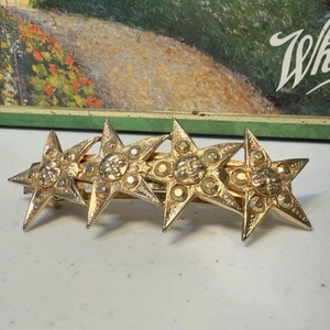 Vintage Kirks Folly USA-France Gold Tone Celestial Design Hair Clip Barrette - Picture 1 of 6