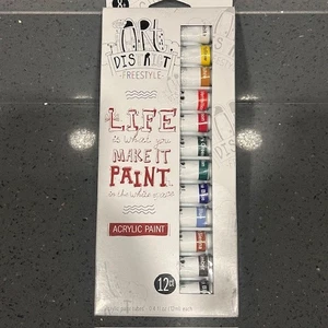 Aaron Brothers Acrylic Paint 12 Ct Basic Assorted Acrylic Paints Value Pack NEW - Picture 1 of 3