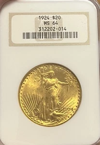 1924 Old Fatty NGC MS64 $20 Saint Gaudens Gold Double Eagle - Picture 1 of 4
