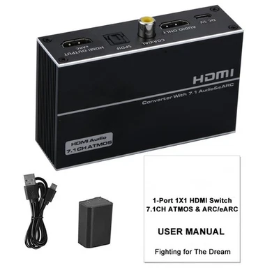 EARC HDMI 2.0 Audio Extractor 4K HDR 1 In 1 Out HDMI Splitter Audio Converter - Image 1 of 4