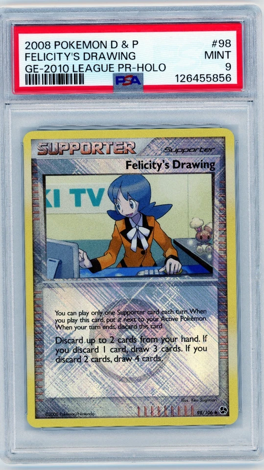 PSA 9 MINT Felicity's Drawing 98/106 Great Encounters Crosshatch Holo A - Image 1 of 1
