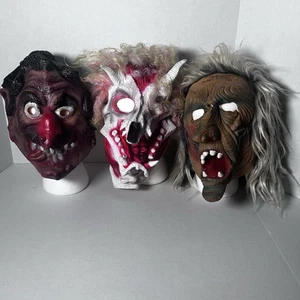 Three vintage Halloween masks monster, Goat Skeleton, Scary full face with hair - Picture 1 of 21