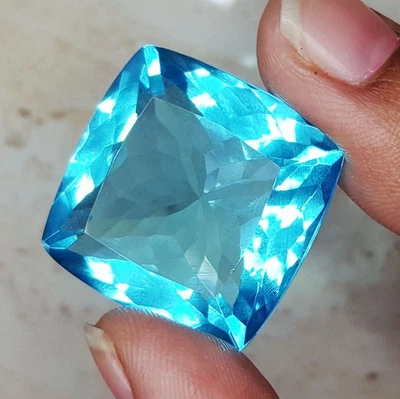 Aguamarina Azul 50+ Ct Certificado Transparente Piedras Preciosas Sueltas Cojín Corte Gema M392 Foto 1 de 4