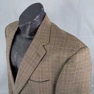 Hart Schaffner Marx Gold Trumpeter Sportcoat 48R Men Plaid Garlanda Wool Italy  - Picture 1 of 17