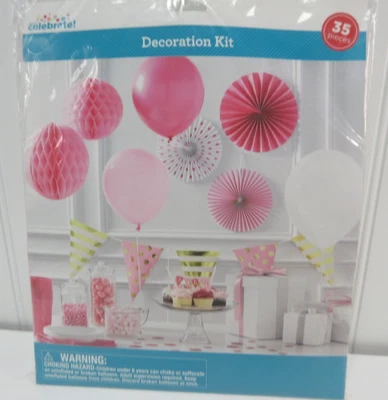 Pink and Gold Party Decorations Kit 36Pcs Way to Celebrate Birthday Baby Shower - Image 1 of 4