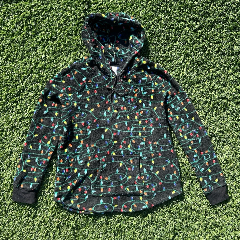 No Boundaries Juniors XXL (19) Negro Navidad Luces Pullover Polar Sudadera con Capucha Foto 1 de 4