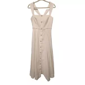 Anthropologie Maeve Square Neck Button Down Linen Blend Midi Dress Size 8 NWT - Picture 1 of 8