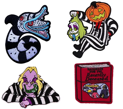 FOR HALLOWEEN!! Beetlejuice Classic Movie Character Embroidered Iron On Patches