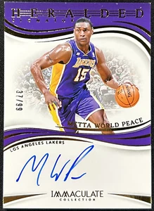 2023-24 Panini Immaculate Metta World Peace Heralded Auto /99 Lakers Basketball - Picture 1 of 2