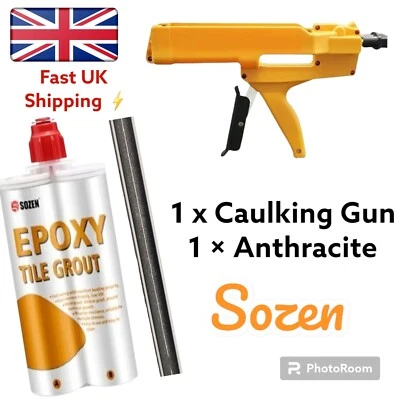 1x Dual Component CAULKING GUN, 1x ANTHRACITE MOULD RESISTANT EPOXY GROUT  - Image 1 of 4