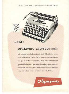 Original Olympia Sm3 Typewriter Operating Instructions! Tabs/ribbon/illustrated! • 32.30$