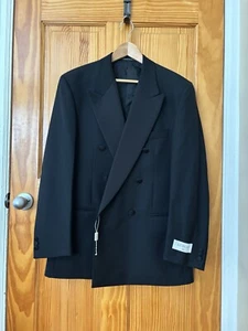NEW Lubiam 1911 Italy Wool Black Tuxedo Dinner Jacket Double Breasted Size 50R - Picture 1 of 10