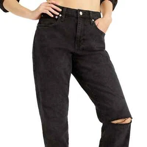 Sz 30 J Crew Slim Boyfriend Jeans Black Mid-Rise 5 pkt Zipper Stretch Denim NWT - Picture 1 of 2