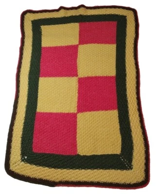 VTG Handmade Crochet Lap Blanket 44x27 Granny Core Cottage Core MCM Rectangular  - Image 1 of 4