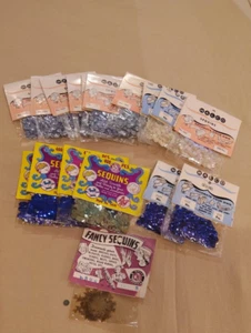 Vintage Walco Sequins Lot Baby Blue Dark Blue White Pastel Green-NOS from Estate - Picture 1 of 5