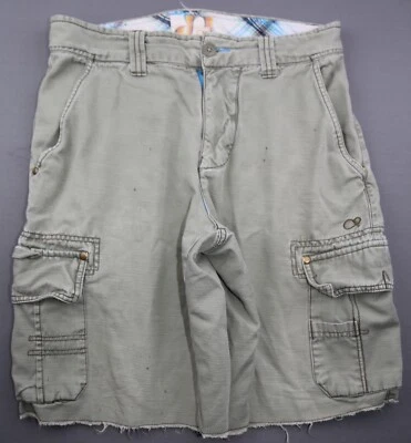 Men's OP Ocean Pacific Cargo Shorts Frayed Hem Green 100% Cotton Size 30 - Image 1 of 4