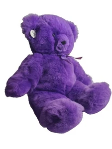 HTF Vtg Russ Caress Soft Pets Stuffed Animal Teddy Bear Purple Cute 21 Inch - Picture 1 of 8