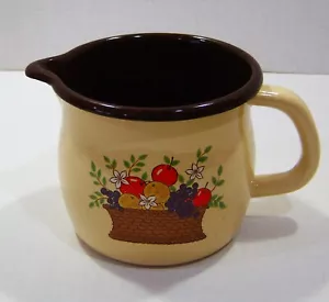 Vintage Emaille Ware FTD Krug Obstkorb 2005 Taiwan, R.O.C. 4"Tx4"D Country Core - Bild 1 von 9