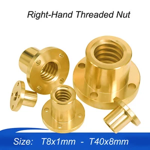 T8 T10 T12 T14 - T40 Round Flange Trapezoidal Right-Hand Threaded Nut Brass Nuts - Picture 1 of 6