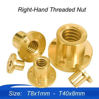 T8 T10 T12 T14 - T40 Round Flange Trapezoidal Right-Hand Threaded Nut Brass Nuts - Image 1 of 4