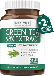 Green Tea Extract 98% - 1000Mg with EGCG - 120 Capsules (Non-Gmo) for Weight Los - Picture 1 of 12
