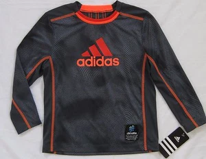 NEW Boy's Adidas Climalite Tee T Shirt Long Slv Grey Gray Orange AA5514 Size 4  - Picture 1 of 8