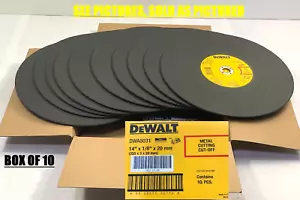 DEWALT DWA8031 METAL CUTTING CUT-OFF, 14" X 1/8" X 20 mm (Lot of 10) 🔥NEW - Picture 1 of 12