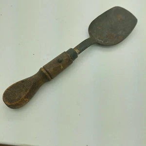 Antique Serving Spoon Heavy Solid Rare Wood Handle Farmhouse Americana Kitchen  - Picture 1 of 5