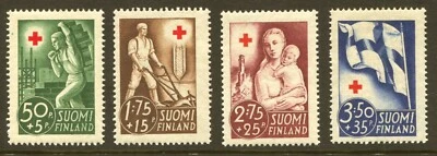 Finland Sc# B44-47, Red Cross Semi-Postal 1941 Set of 4, F/VF, LH, SCV: $15.30 - Image 1 of 2