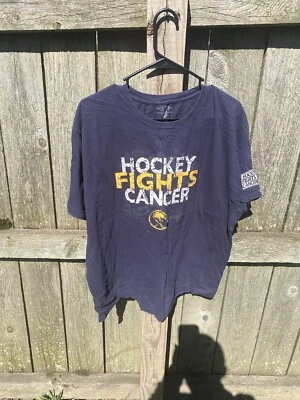 Old Time Hockey BUFFALO SABRES Hockey fights Cancer T Shirt Adult Size XL - Image 1 of 3