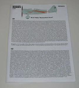 SPECIAL HOBBY Ki-27 Kó NATE SH32033 ⭐PARTS⭐ INSTRUCTION BOOKLET 1/32 - Picture 1 of 3