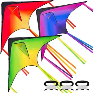 Syncfun 3 Packungen Large Delta Kite Easy to Fly Riesige Drachen Stranddrachen für Kinder - Bild 1 von 7