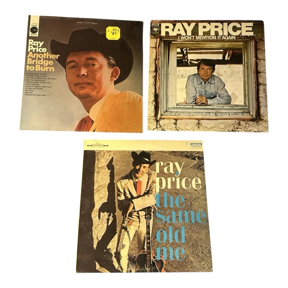 Ray Price Lot of 3 LPs Another Bridge to Burn Wont Mention Again Same Old Me - Image 1 of 3