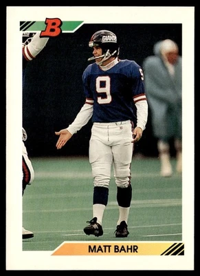 1992 Bowman Matt Bahr New York Giants #379 - Image 1 of 2