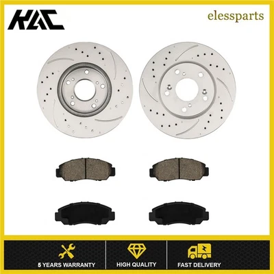 For Honda Accord 2003-2007 Civic 2006-2010 Front Drilled Disc Rotors Brake Pads - Image 1 of 4