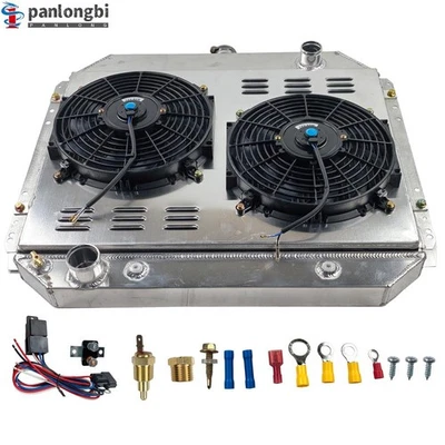 Radiador de 3 filas + ventilador de cubierta + relé Fit Ford F100 F150 F250 F350 Bronco V8 1968-1979 Foto 1 de 4