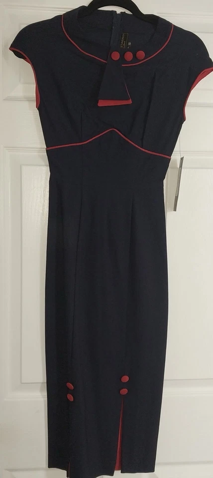 NWT Stop Staring Navy Wiggle Pencil Dress Size Small Pinup Vintage - Image 1 of 1
